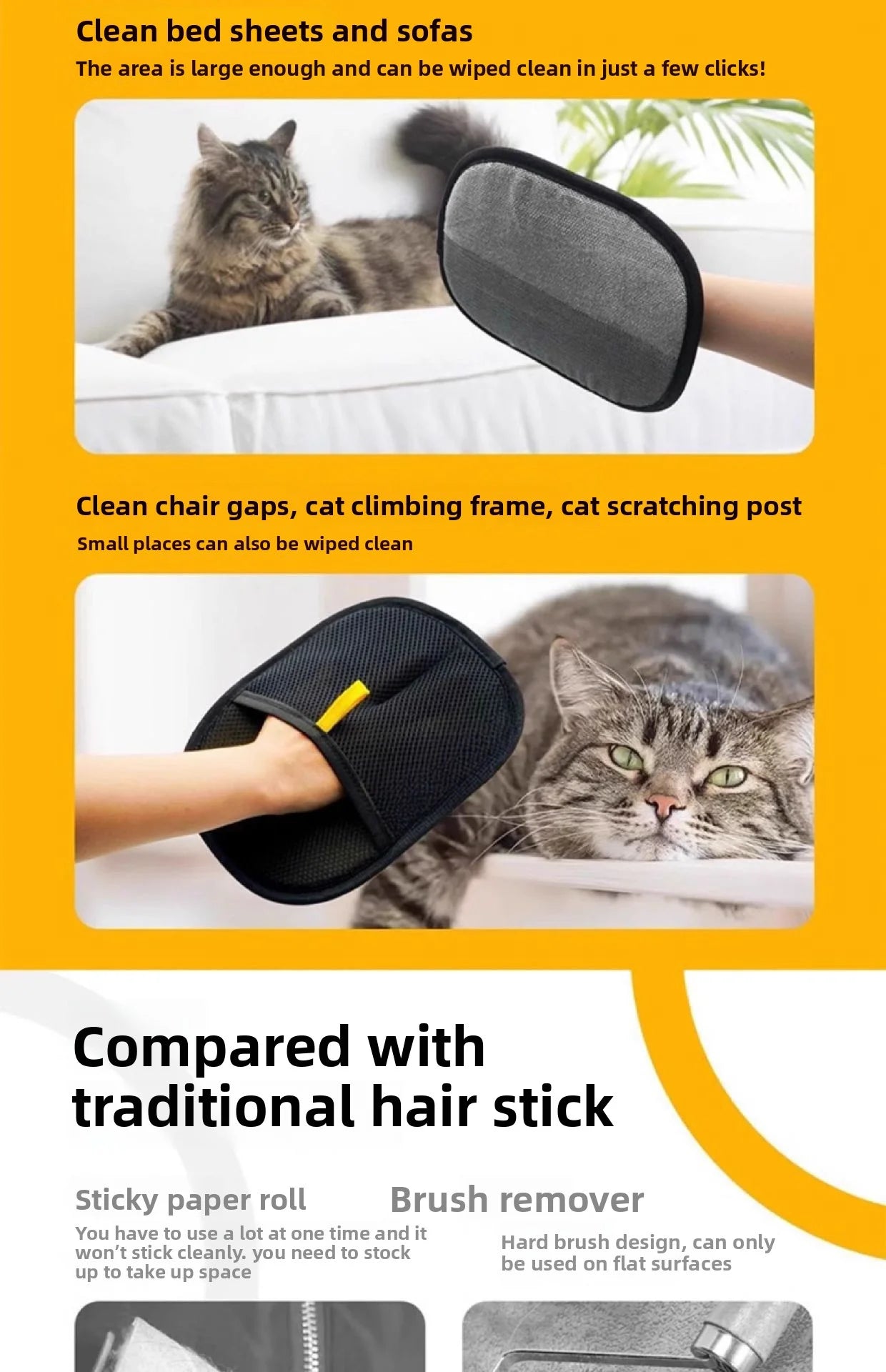 Gants électrostatiques modernes, outil pour éliminer les poils d'animaux pour chats, chiens et compagnie